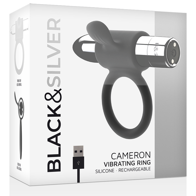 Zwart&zilver – Cameron Oplaadbare Ring Zilver