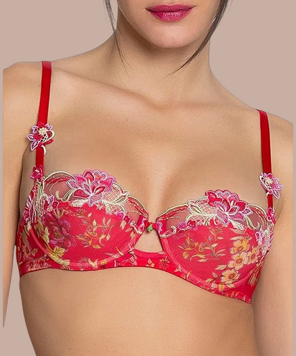 Lise Charmel – Foret Rubis Balconette-BH Rubinrot - 60 % Rabatt! Lise Charmel Balconette Bra Foret Rubis (Beautiful ruby red) - Pleasurements