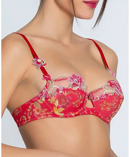 Lise Charmel – Foret Rubis Balconette-BH Rubinrot - 60 % Rabatt! Lise Charmel Balconette Bra Foret Rubis (Beautiful ruby red) - Pleasurements