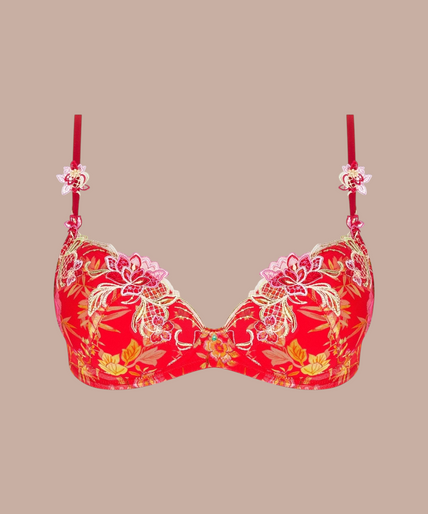Lise Charmel – Foret Rubis Soft Gepolsterter BH Rubinrot - 60 % Rabatt! Lise Charmel Soft padded Bra Foret Rubis (Beautiful ruby red) - Pleasurements