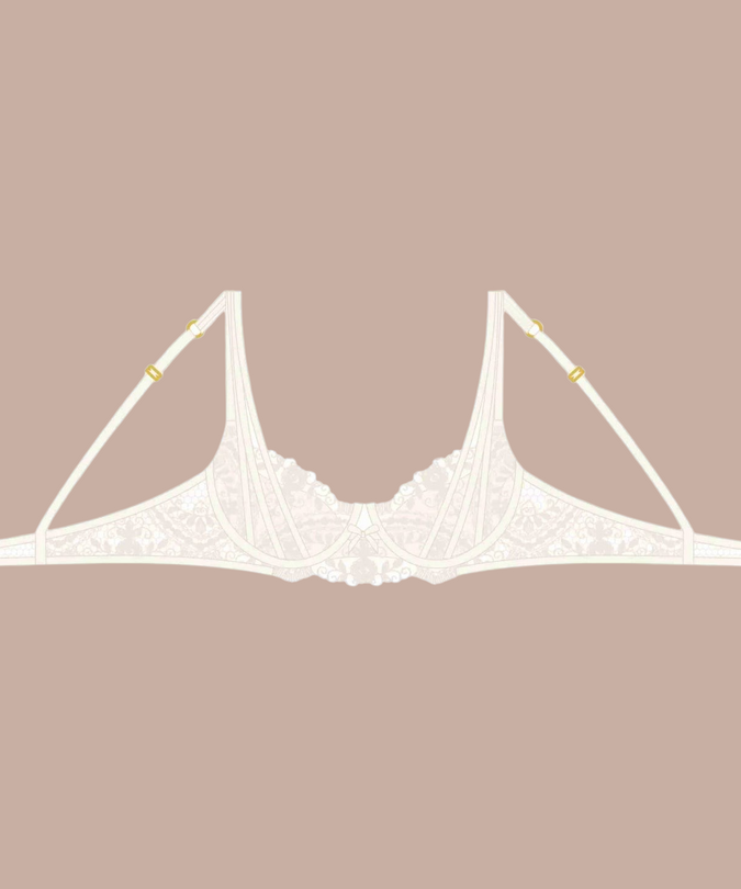 Shikkosa Tattoo Push Up Bra in Ivory White - Pleasurements
