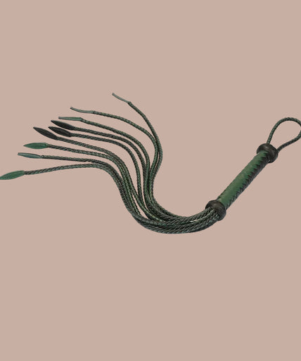 Liebe Seele Leather Cat O' Nine Spanking Whip – Mossy Chic Green & Black