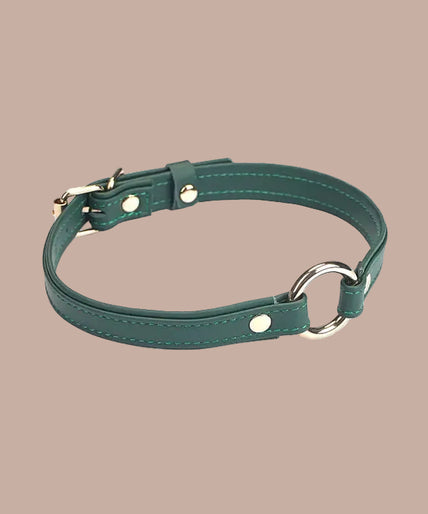 Liebe Seele Heron Leren Mini O-Ring Halsband – Groen