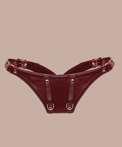 Liebe Seele Deluxe Leder Zwangsorgasmus-Geschirrriemen – Weinrot