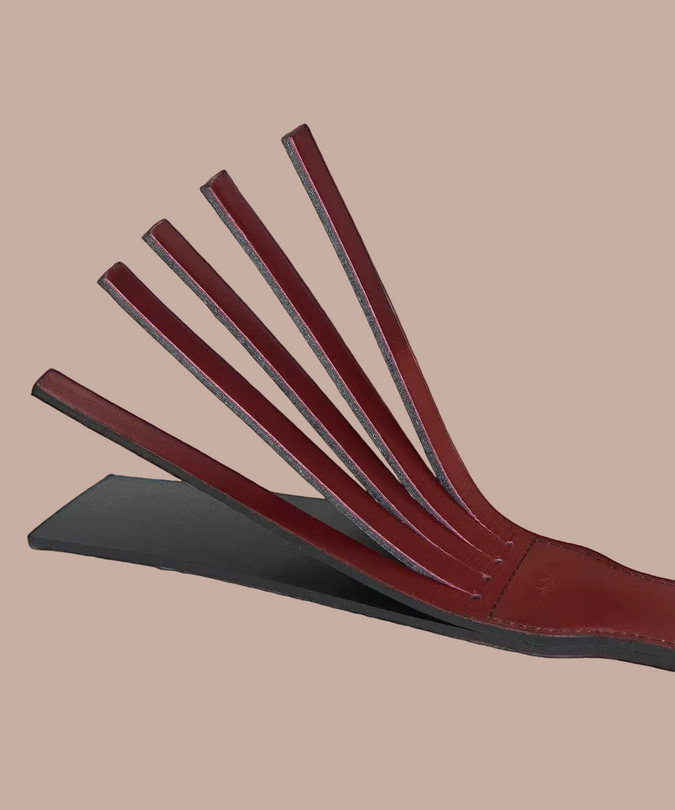 Liebe Seele Leather Split Tawse Paddle – Wine Red