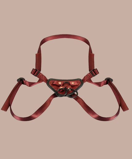 Liebe Seele Universelles Leder Strap-On Geschirr – Weinrot