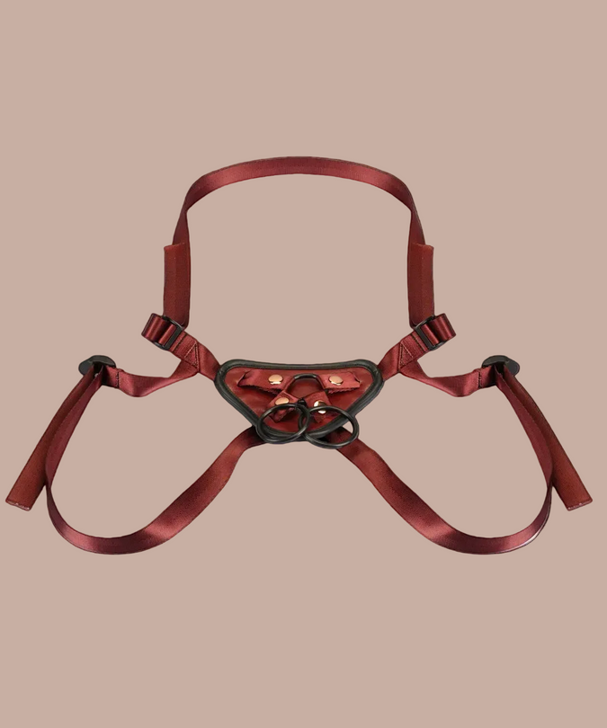 Liebe Seele Universelles Leder Strap-On Geschirr – Weinrot
