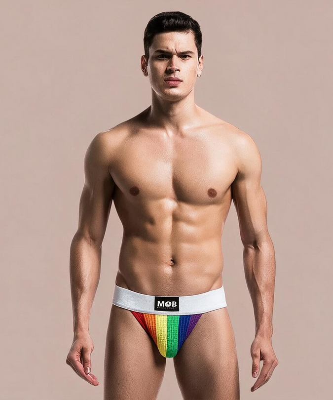 Mob – Klassischer Jock Stripe Regenbogen Größe S