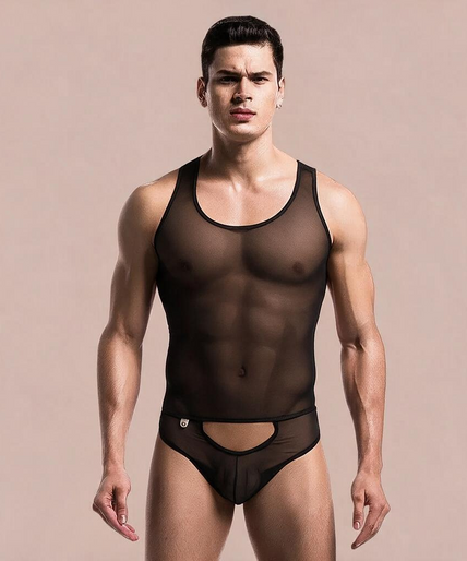 Mob – Transparenter schwarzer Bodysheer Größe S/m