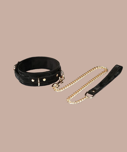 Liebe Seele Boudoir Amor Veganes Halsband mit Leine – Schwarz