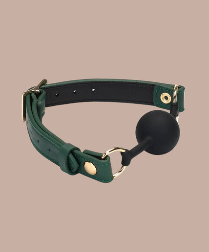 Liebe Seele Cow Leather 1.7 Inch Silicone Ball Gag – Mossy Chic Green