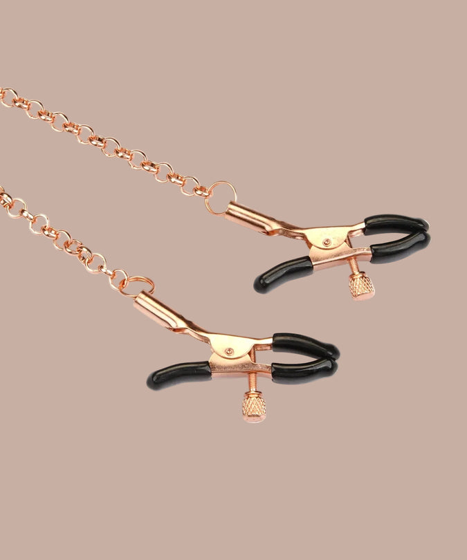 Liebe Seele – Veganer Metallic-Halsband mit Brustwarzenklemmen