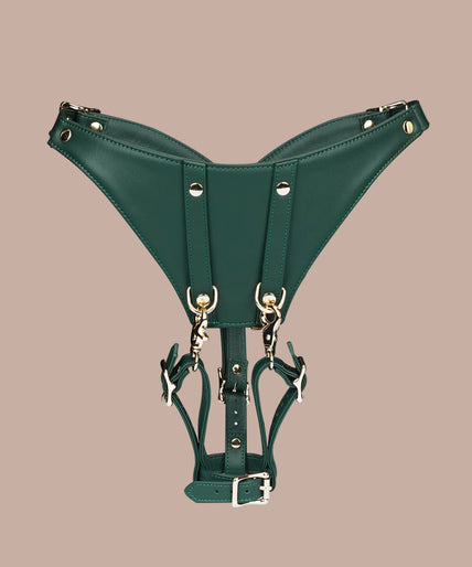 Liebe Seele Cow Leather Forced Orgasm Strap-On Harness – Mossy Chic Green