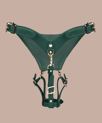 Liebe Seele Cow Leather Forced Orgasm Strap-On Harness – Mossy Chic Green