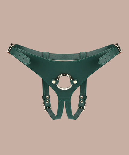 Liebe Seele Cow Leather Deluxe Strap-On Harness – Mossy Chic Green