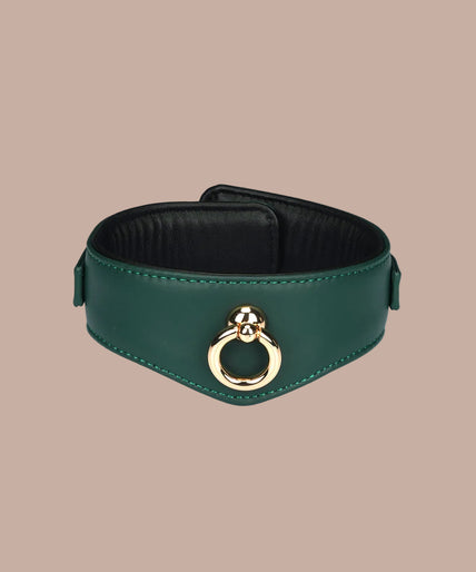 Liebe Seele Cow Leather Curved Collar – Mossy Chic Green