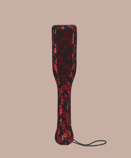 Liebe Seele Lace and Velvet Spanking Paddle – Victorian Garden Dark Red
