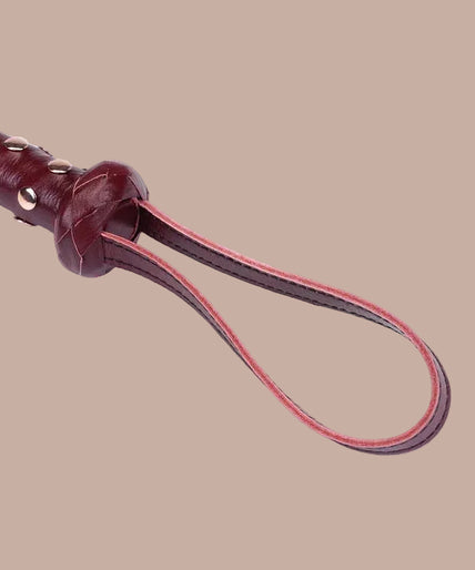 Liebe Seele Heavy Leather Flogger with Studded Handle – Wine Red