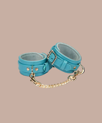 Liebe Seele Siren's Cove Lammleder-Fußfesseln mit Samtfutter – Blau
