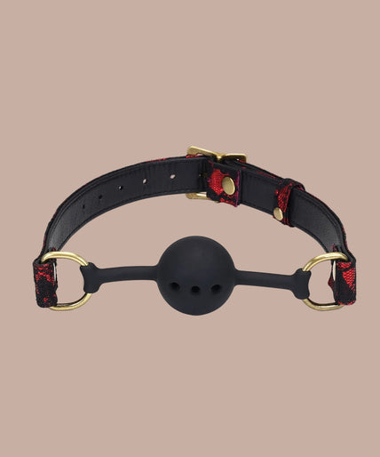 Liebe Seele Breathable Silicone Ball Gag – Victorian Garden Dark Red