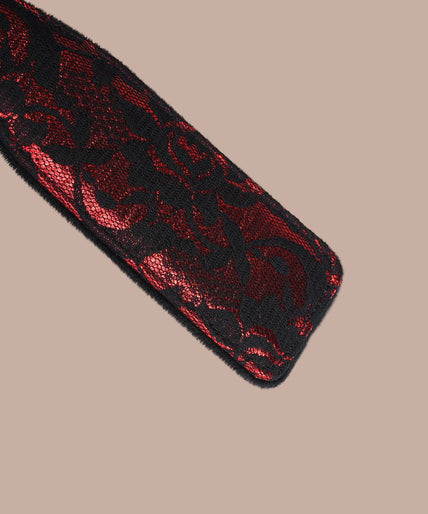 Liebe Seele Lace and Velvet Spanking Paddle – Victorian Garden Dark Red
