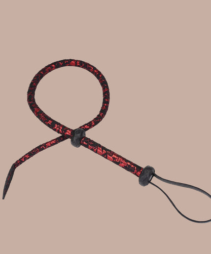 Liebe Seele Lace and PU Bull Whip – Victorian Garden Dark Red
