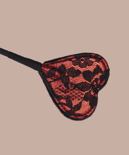 Liebe Seele Lace and Velvet Riding Crop – Victorian Garden Dark Red