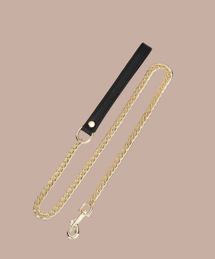 Liebe Seele Leather Curved Collar with Chain – Dark Secret Black