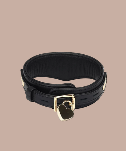 Liebe Seele Leather Curved Collar with Chain – Dark Secret Black