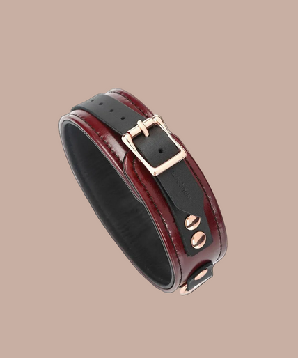 Liebe Seele Lederhalsband mit Leine – Weinrot