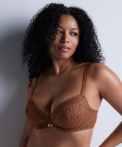 Aubade Stardust Dream Moulded Push Up Bra in Amber Gold - Pleasurements