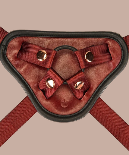 Liebe Seele Universelles Leder Strap-On Geschirr – Weinrot