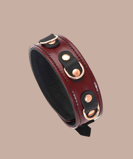 Liebe Seele Lederhalsband mit Leine – Weinrot