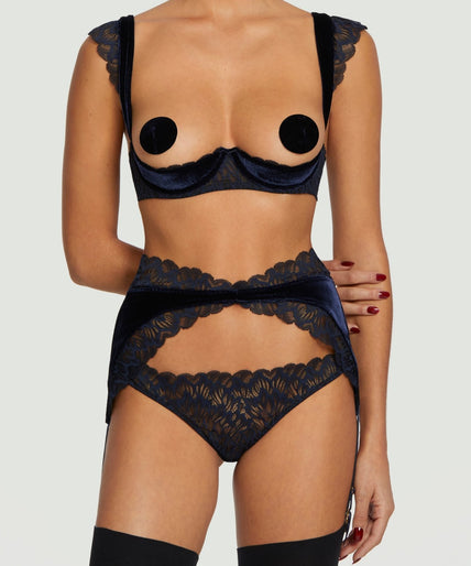 Coco de Mer Azzurra Open Suspender Knicker - Pleasurements