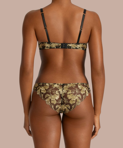 Coco de Mer Oriana Plunge Bra in Black & Gold - Pleasurements
