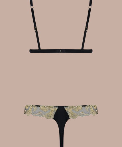 Coco de Mer Oriana Triangle Bra in Black & Gold - Pleasurements