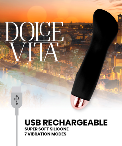 Pleasurements – Dolce Vita – Wiederaufladbarer Vibrator One Schwarz 7 Geschwindigkeiten