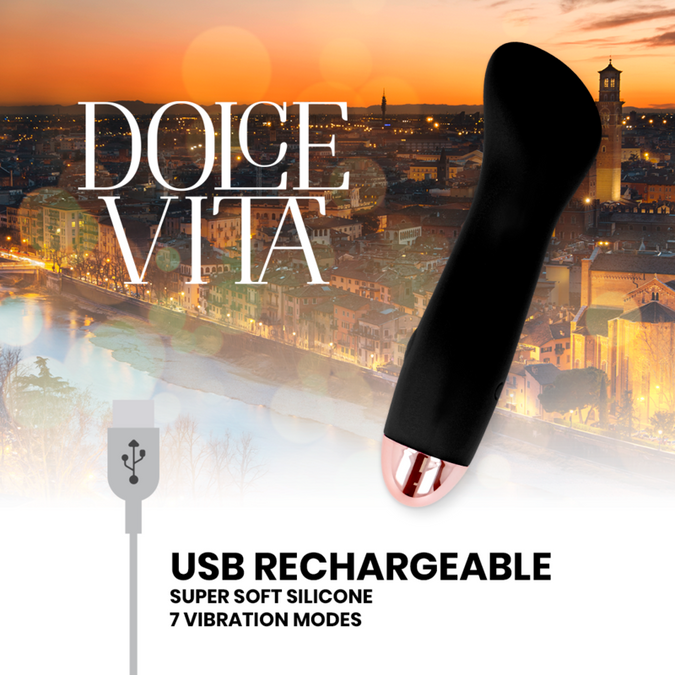Pleasurements – Dolce Vita – Wiederaufladbarer Vibrator One Schwarz 7 Geschwindigkeiten