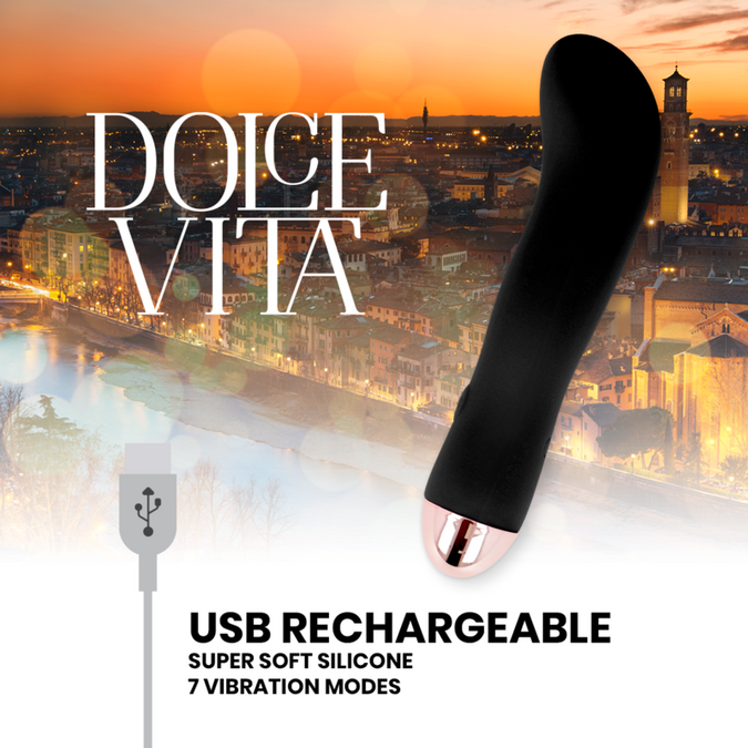 Pleasurements – Dolce Vita – Wiederaufladbarer Vibrator Zwei Schwarz 7 Geschwindigkeiten