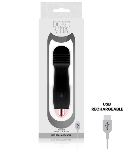 Pleasurements – Dolce Vita – Wiederaufladbarer Vibrator Drei Schwarz 7 Geschwindigkeiten
