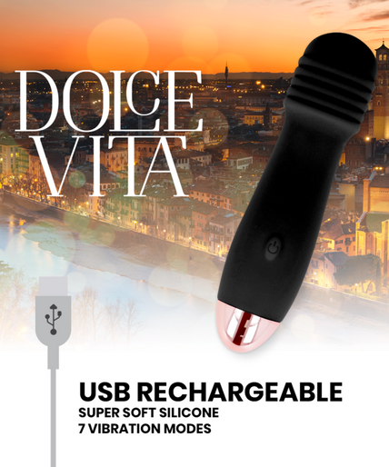 Pleasurements – Dolce Vita – Wiederaufladbarer Vibrator Drei Schwarz 7 Geschwindigkeiten