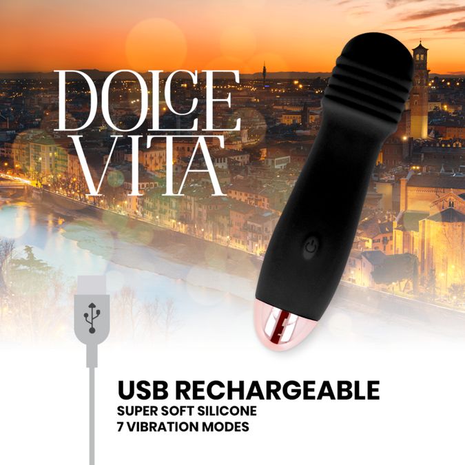 Pleasurements – Dolce Vita – Wiederaufladbarer Vibrator Drei Schwarz 7 Geschwindigkeiten