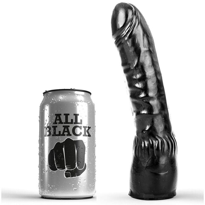 All Black – Realistischer Gebogener Dildo Schwarz 20 cm