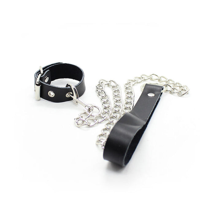 Ohmama Fetish – Penis-Halskette und Lederriemen mit Metallkette