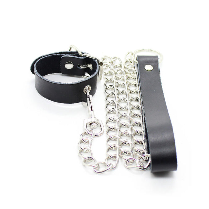 Ohmama Fetish – Penis-Halskette und Lederriemen mit Metallkette