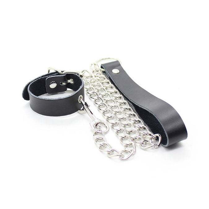 Ohmama Fetish – Penis-Halskette und Lederriemen mit Metallkette