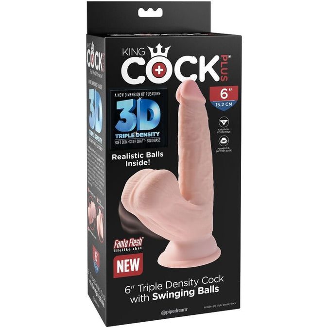 King Cock – Plus 3D dildo met schommelende ballen 12,7 cm