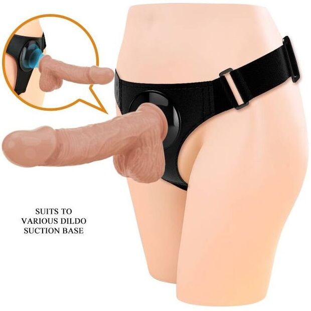 Pretty Love – Harness-Slip Universal Harness mit Dildo Jerry 21,8 cm Natur