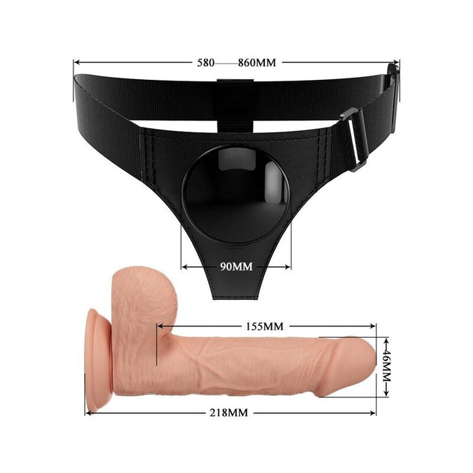 Pretty Love – Harness-Slip Universal Harness mit Dildo Jerry 21,8 cm Natur