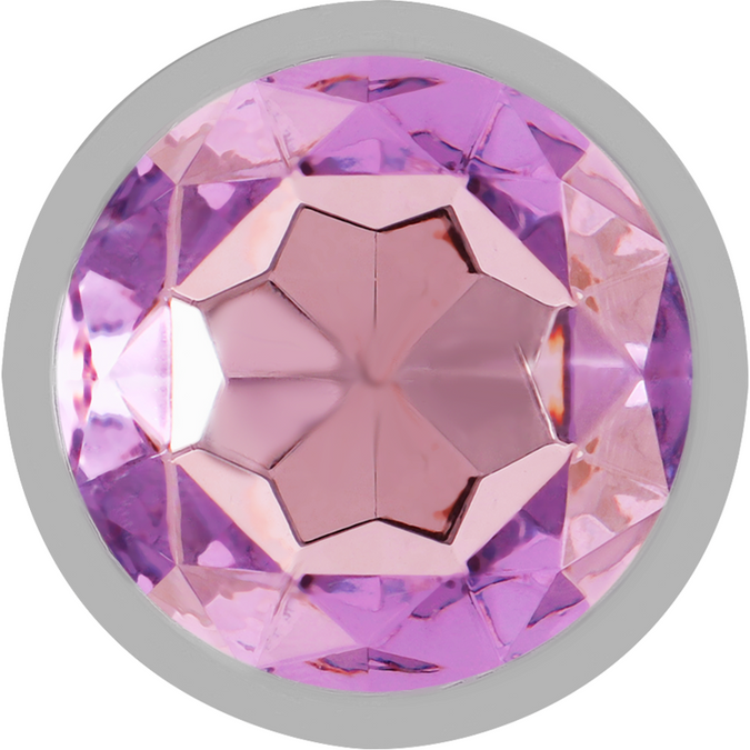 Intense – Aluminium metalen anale plug met violette kristal maat L